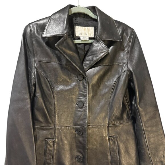 Nine West Black Leather Blazer Jacket | Size M - Picture 3 of 5